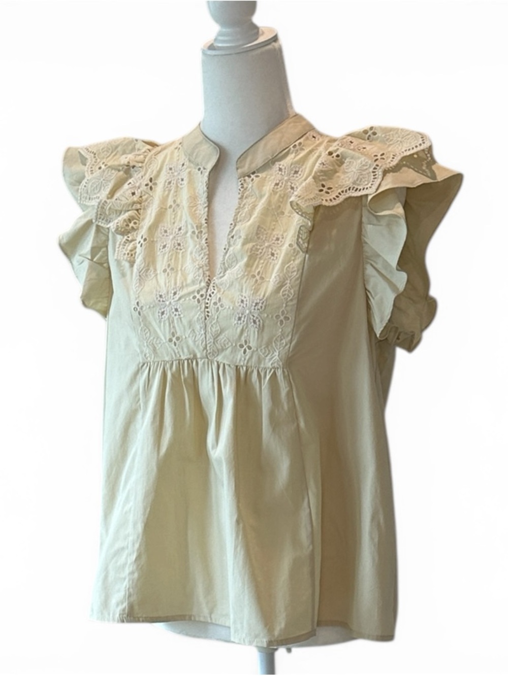 NWT Umgee - Boutique Cottage Core Eyelet Blouse | Flutter Sleeve Small